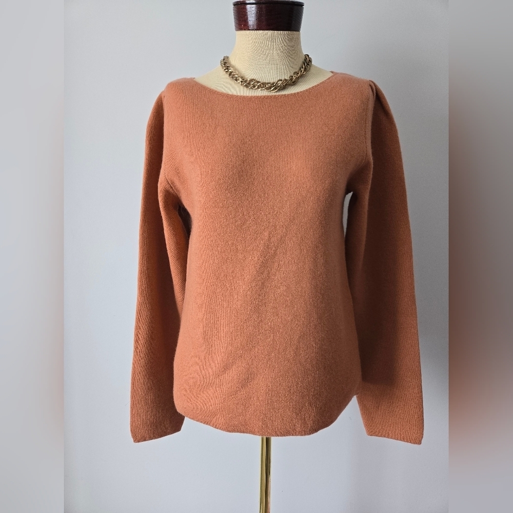 Rebecca Taylor Cashmere And Wool Scoop Neck Sweater in Rust Colour. Size Large